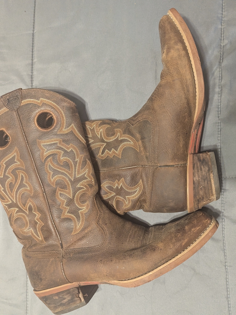 Justin Boots Brown Leather Pull-On Cowboy Boots